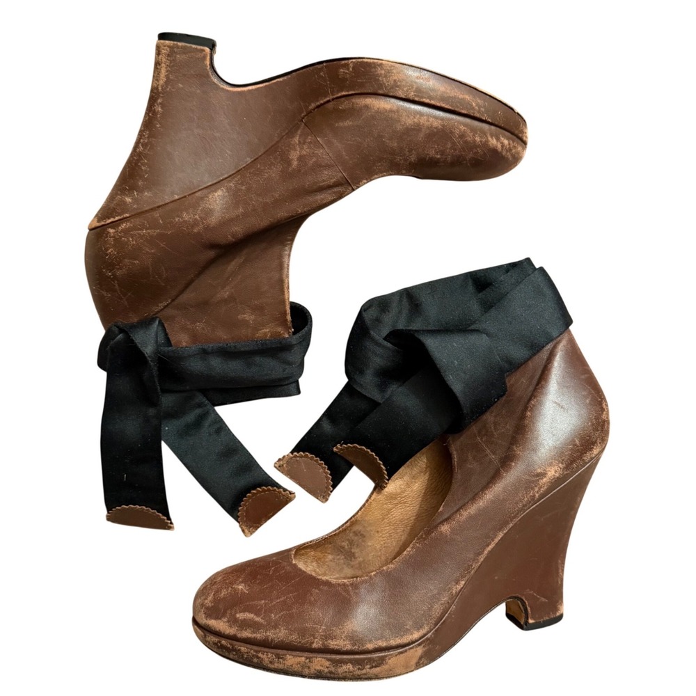 Corso Como Dodie Heels‎ Distressed Leather Soft Grunge Whimsigoth Steampunk 10